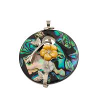 Φυσικό Abalone Shell Μενταγιόν, με Ορείχαλκος, κοσμήματα μόδας & για τη γυναίκα, 54x41x12mm, Τρύπα:Περίπου 5mm, Sold Με PC