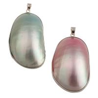 Freshwater Pearl Pendants, Brass, with Mabe Pearl, fashion jewelry & for woman, more colors for choice, nickel, lead & cadmium free, 63x32x17mm, Hole:Approx 4mm, Sold By PC