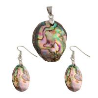 Shell Jewelry Sets pendant & earring Brass with Abalone Shell 2 pieces & fashion jewelry & for woman nickel lead & cadmium free 39*21*7mm 47*15*5mm Sold By Set