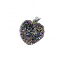Bijoux pendentifs agate, avec alliage de zinc, coeur, Placage de couleur argentée, DIY, couleurs mélangées, 22x30mm, Vendu par PC