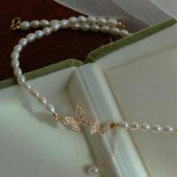 Sladkovodní Pearl mosaz řetěz náhrdelník, s Sklo Pearl & Mosaz, s 8cm extender řetězce, skutečný pozlacené, módní šperky & pro ženy, bílý, Délka Cca 35 cm, Prodáno By PC
