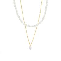 Freshwater Pearl Brass Chain Necklace, Pérolas de água doce, with cobre, with 5cm extender chain, joias de moda & para mulher, branco, comprimento Aprox 36 cm, Aprox 40 cm, vendido por PC