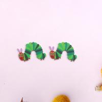 Akryl Häng, Caterpillar, epoxi klistermärke, DIY, grön, Ca 100PC/Bag, Säljs av Bag