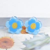 Akryl Häng, Blomma, epoxi klistermärke, DIY, blå, Ca 100PC/Bag, Säljs av Bag