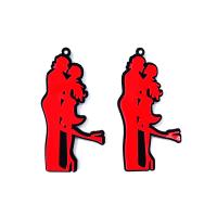 Akryl Häng, epoxi klistermärke, DIY, röd, 28x58mm, Ca 100PC/Bag, Säljs av Bag