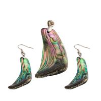 Shell Jewelry Sets pendant & earring Brass with Abalone Shell 2 pieces & fashion jewelry & for woman nickel lead & cadmium free 47*19*8mm 58*21*7mm Sold By Set