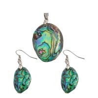 Shell Jewelry Sets pendant & earring Brass with Abalone Shell 2 pieces & fashion jewelry & for woman nickel lead & cadmium free 46*24*11mm 48*16*6mm Sold By Set
