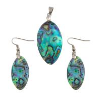 Shell Jewelry Sets pendant & earring Brass with Abalone Shell 2 pieces & fashion jewelry & for woman nickel lead & cadmium free 49*19*3mm 50*15*3mm Sold By Set
