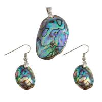 Shell Jewelry Sets pendant & earring Brass with Abalone Shell 2 pieces & fashion jewelry & for woman nickel lead & cadmium free 47*24*12mm 43*15*5mm Sold By Set
