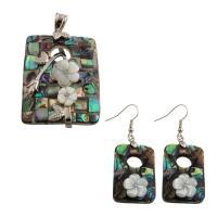 Shell Jewelry Sets pendant & earring Brass with Abalone Shell 2 pieces & fashion jewelry & for woman nickel lead & cadmium free 57*33*8mm 55*21*7mm Sold By Set