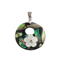 Ciondoli naturali in conchiglia abalone, with ottone, gioielli di moda & per la donna, 34x28x6mm, Foro:Appross. 4mm, Venduto da PC