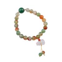 Agate Jewelry Bracelet Malachite Agate with Chalcedony & Wax Cord Calabash plated fashion jewelry green Length 17 cm Sold By PC