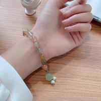 Quartz Bracelets Rutilated Quartz with Chalcedony & Freshwater Pearl & Brass plated fashion jewelry white Length 17 cm Sold By PC