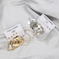 Perlas plásticas Aretes, con aleación de zinc, chapado, 6 piezas & para mujer, más colores para la opción, earring  length 6-60mm, Vendido por Set