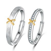 metal anillo de los pares, Letra X, chapado, ajustable & diferentes estilos para la opción & para la pareja, tamaño:6.5-9, Vendido por UD
