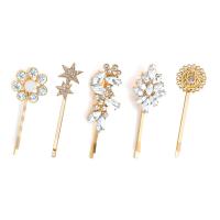 Zinc Alloy Hair Slide plated for woman & with rhinestone 60-80mm Sold By Set
