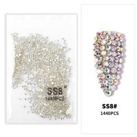 3D Nail Art Decoration Glass Rhinestone colorful plated DIY white 2.4-2.5mm Approx Sold By Bag