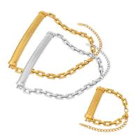 Fashion Stainless Steel Jewelry Sets 304 Stainless Steel with 5cm extender chain Vacuum Ion Plating fashion jewelry & for woman Length Approx 35 cm Approx 15 cm Sold By PC