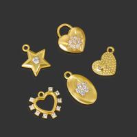 Cubic Zirconia Micro Pave Brass Pendant real gold plated DIY & micro pave cubic zirconia golden Sold By Pair