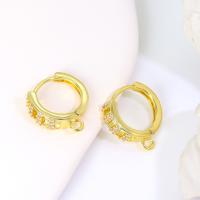 Brass Hoop Earring Components real gold plated DIY & micro pave cubic zirconia golden Sold By Pair