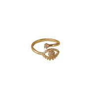 Evil Eye sieraden vinger ring, Messing, plated, micro pave zirconia & voor vrouw, gouden, Verkocht door PC