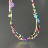 Waxed Nylon koord ketting, Wax, met Kristal & Hars, met 6.6cm extender keten, mode sieraden & voor vrouw, multi-gekleurde, Lengte Ca 36.8 cm, Verkocht door PC