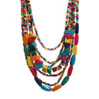 Wood Necklace with 6cm extender chain handmade fashion jewelry & for woman multi-colored Sold Per 78 cm Strand