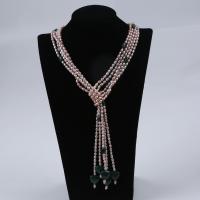 Sötvatten Pearl tröja kedja halsband, Freshwater Pearl, med Ädelsten, Justerbar & mode smycken & flerskikts & Unisex, blandade färger, Längd Ca 100 cm, Säljs av PC