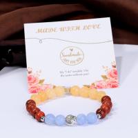 Wood Bracelets with Aquamarine & Brass fashion jewelry & for woman mixed colors Length Approx 18 cm Sold By PC