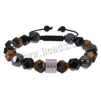 Natural Tiger Eye Bracelets with Obsidian & Lava & 304 Stainless Steel fashion jewelry & Unisex 10mm Sold By PC