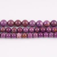 Gemstone Smycken Pärlor, Naturlig Lepidolit, Rund, polerad, DIY & olika storlek för val, purpur, Såld Per Ca 38 cm Strand