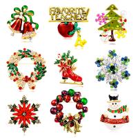 Weihnachten Broschen, Zinklegierung, mit Kunststoff Perlen, plattiert, verschiedene Stile für Wahl & für Frau & Emaille & mit Strass, keine, verkauft von PC