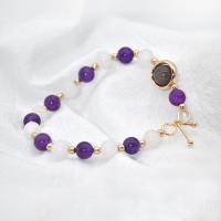 Quartz Bracelets Amethyst with Black Rutilated Quartz & turquoise fashion jewelry & elastic Sold By PC