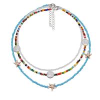 Seedbead Necklace with Plastic Pearl Bohemian style & for woman Length Approx 15.7-19.5 Inch Sold By PC