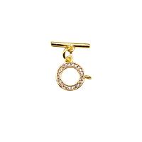Brass Toggle Clasp 18K gold plated DIY & micro pave cubic zirconia golden nickel lead & cadmium free Sold By PC