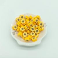 Polymer Clay Gyöngyök, Virág, DIY, sárga, 10mm, Kb 100PC-k/Bag, Által értékesített Bag