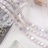 Přírodní sladkovodní perly perlí, Sladkovodní Pearl, Náměstí, DIY & různé velikosti pro výběr, bílý, Prodáno za Cca 37-39 cm Strand