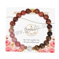 Wood Bracelets with Rhodonite & Elastic Thread & Tiger Eye Round fashion jewelry & for woman mixed colors Length Approx 18 cm Sold By PC
