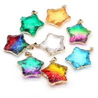 Quartz Gemstone Pendants with Zinc Alloy Star gold color plated DIY 30-38mm Sold By PC