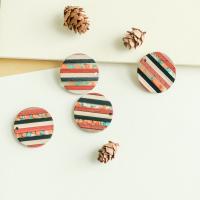 Wood Pendants with Resin Flat Round DIY 30mm Approx Sold By Bag