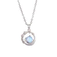 925 Sterling Silver Necklaces with Moonstone with 5CM extender chain plated for woman platinum color Length Approx 45 cm Sold By PC