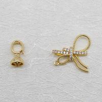 Brass Jewelry Clasps 18K gold plated DIY & micro pave cubic zirconia golden nickel lead & cadmium free 33mm Sold By PC