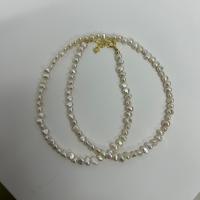 Ожерелье из пресноводных жемчуг на латунной цепочке, Пресноводные жемчуги, с Латунь, ювелирные изделия моды & Женский, белый, Pearls about 3-4mm, длина Приблизительно 45 см, продается PC