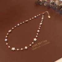Sladkovodní Pearl mosaz řetěz náhrdelník, s Mosaz, s 5cm extender řetězce, ruční práce, módní šperky & pro ženy, bílý, 3-5mm, Délka Cca 40 cm, Prodáno By PC