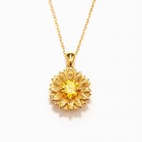 Cubic Zircon Micro Pave Brass Necklace with 1.97inch extender chain Sunflower fashion jewelry & micro pave cubic zirconia & for woman nickel lead & cadmium free Length Approx 15.74 Inch Sold By PC