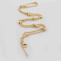 Cadeia de colar de latão, cobre, cromado de cor dourada, DIY, dourado, 4x1mm, comprimento 49 cm, vendido por PC