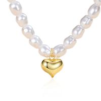 Natural Freshwater Pearl Necklace 925 Sterling Silver with Freshwater Pearl with 3.14inch extender chain plated fashion jewelry & for woman nickel lead & cadmium free Length Approx 14.17 Inch Sold By PC