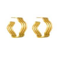Titanium Steel  Earring plated fashion jewelry & for woman golden 25mm Sold By Pair