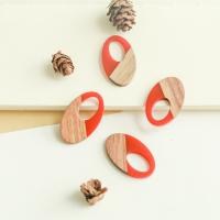 Wood Pendants with Resin Oval DIY & hollow Approx Sold By Bag