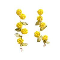 Hair Accessories DIY Findings, Glass Beads, Flower, yellow, 52x17mm, Sold By PC